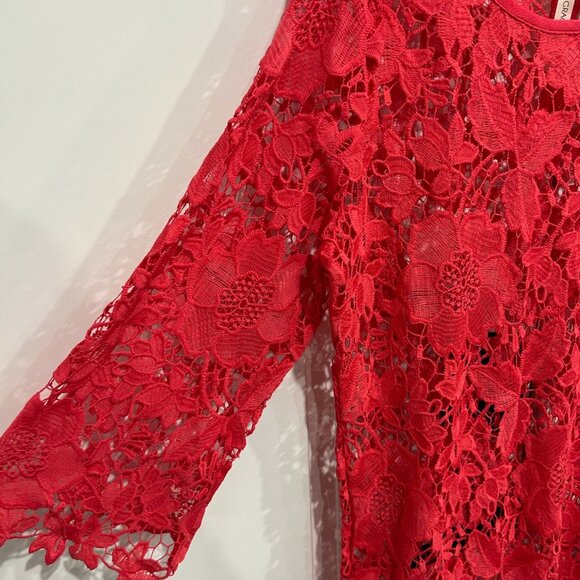 Forgotten Grace Floral Lace Scalloped Hemline 3/4 Sleeve Top Size XL Elegant - Picture 4 of 8